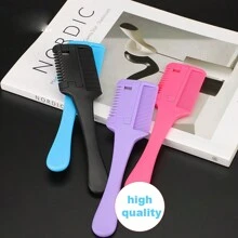 1pc Home Haircut Comb With Hair Trimmer Blade, Double-Sided Trimming Comb,Replaceable Blades,For Trimming Bangs, Thinning Hair, Combing Hair, Trimming Split Ends