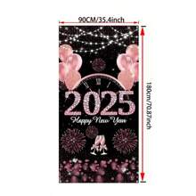 1 件 2025 新年玫瑰金装饰背景横幅适用于新年派对场地装饰 - 粉色 - 查看 13