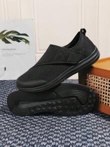 男女通用套脚鞋，可调节松紧，适合脚肿人士，也适合中老年人穿着。 - 黑色 - 查看 4