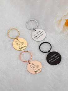 1pc Personalized Engraved Kitten And Puppy ID And Contact Information Anti-Loss Collar Tag Dog And Cat Nameplate Accessories
