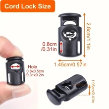 10pcs/20pcs/50pcs Single Hole Plastic Cord Locks For Umbrella Ropes, Elastic Shoelace Locks, Pull Cord Fasteners For Drawstring, Spring Gloves And Hoodies - Black - View 12