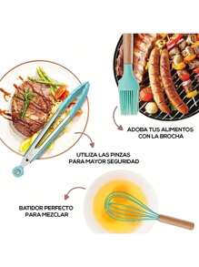 Juego De Utensilios Libre de BPA Grado Alimentario Para Cocina De Silicon 12pz - Negro - Ver 8