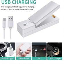 1入組2合1 Usb 充電迷你封袋機,帶有加熱封口及裁切裝置,可重複充電,適用於塑膠袋食品保鮮 - 粉色 - 查看 12