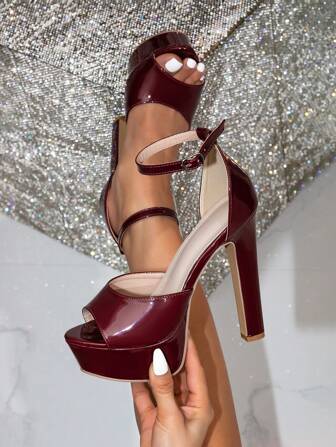 Women's High Platform Chunky Heel Open Toe Super High Heel Sandals