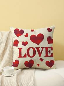 1 pièce Taie d'oreiller imprimée en forme de cœur pour la Saint-Valentin, à un seul côté, housse de coussin pour la décoration de la maison, sans insert de coussin, parfait cadeau de la Saint-Valentin et housse de coussin décorative