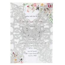 10 Peças Cartões de Convite com Borboleta Vintage Recortada a Laser, Cartões de Saudação para Festivais, Cartões de Papel com Glitter Dourado, Pacote em Massa