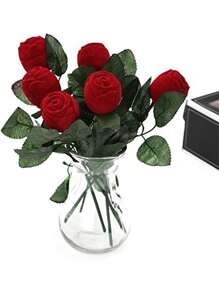 2pcs Red Rose Ring Box, Valentine's Day Holiday Gift, Personalized Creative Ring Box, Easter Gift Wreath - Multicolor - View 5