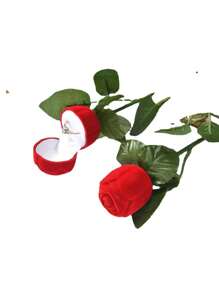 2pcs Red Rose Ring Box, Valentine's Day Holiday Gift, Personalized Creative Ring Box, Easter Gift Wreath - Multicolor - View 3
