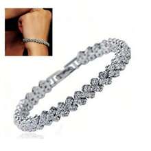 Bride Bracelet Debutante Godmother Party Silver Rhinestone Pul-33 - Silver - View 4