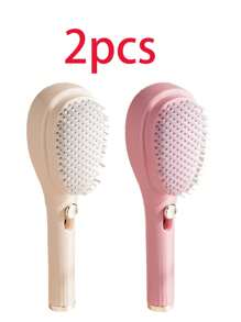 1/2pcs-Self Cleaning Telescopic Massage Comb Magic Comb, Anti-Static Scalp Massage Portable Comb, Suitable For All Hair Types, Hair Brush, Comb, Hair Tools, Hair Products And Accessories For Barber Salon Beauty Back To School, Travel Holiday Essentials, For Women, Brushes, Hair Brush, Detangling Brush, Ball Brush, Mini Hair Brush Set, Wooden Comb, Hair Brush, Detangling Brush, Hairdressing Equipment, Hairdressing, Hair Brush, Brush Hair Brush Set, Comb Hair, Comb For Curls, Detangling Brush, Hair Brush For Women, Barbershop, Hairdressing Equipment - Multicolor - View 1