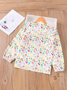 青少年女孩春夏时尚百搭长袖花卉印花纽扣衬衫 - 彩色 - 查看 2