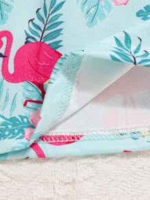 Set de 3 piezas de vestidos estampados con el patrón de pájaro de llama para niñas, para la primavera y el verano