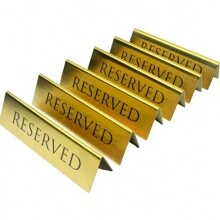 2/4/6 Pcs Gold Metal Tabletop Reserved Signs, Family Wedding Reserved Place Cards, Engagement And Reception Table Setting Cards, Waterproof Double Sided Seat Reservation Signs For Restaurants, Banquets, Weddings, Birthday Parties, Ceremonies And Events, Conference Rooms, Pre- Leave Table Decoration, Wedding Decoration, Double Sided Tent, Restaurants Best Gifts