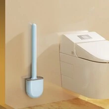 1pc Silicone Toilet Brush, Small Compact Cleaning Brush For Home, Detachable Long Handle, Breathable, Flat Head, Soft Silicone Bristles, Quick Drying, TPR - Multicolor - View 19