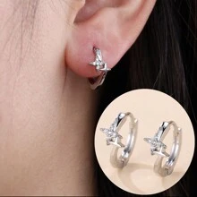 1 par de pendientes con diseño minimalista de estrella, accesorios versátiles de fiesta de estilo coreano para mujeres