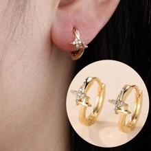 1 par de pendientes con diseño minimalista de estrella, accesorios versátiles de fiesta de estilo coreano para mujeres