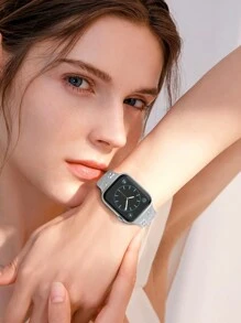 花卉雕刻表带，兼容 41mm、40mm、44mm、45mm、42mm、38mm、49mm、46mm 表带，女士款，可爱花朵双色柔软硅胶运动表带，兼容 Series SE、11、10、9、8、7、6、5、4、3、2、1、Ultra 型号。 - 灰/白色 - 查看 10