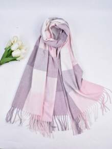 1pc Ladies' Faux Cashmere Multicolored Tassel Scarf, Fashionable And Warm Shawl Suitable For Daily Use - View 2