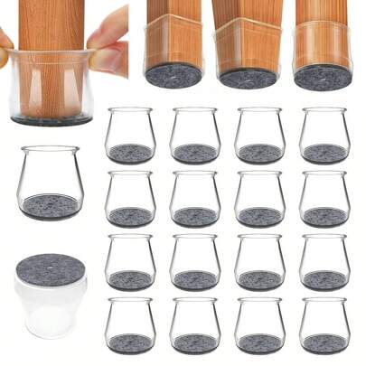 8/16/24pcs Chair Leg Floor Protectors - Silence Noisy Floors, Against Scratches, Smooth Gliding - Durable Silicone Construction, Soft Felt Pads For Gentle Floor Contact,Protect The Floor And Table And Chair Legs(Two Styles To Choose From)