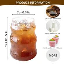 1-4 Pieces 530 Milliliter Glass Cup Heat-Resistant Tumbler With Spoon Holder Transparent Tea Juice Milk Coffee Cup Household Water Glass Stripe Beer Mug - B Straw 4PCS - View 8