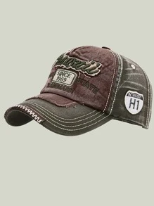 1pc Unisex Vintage Letter Embroidered Patchwork Baseball Cap, Outdoor Sun Protection Sports Cap, Distressed Street Fashion Hat For Daily Wear, Made Of Polyester With Embroidery