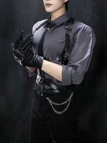 1 件男士个性化 COSER 背带腰带，动漫角色扮演背带，哥特式时尚腰带，适合服装表演和节日礼物万圣节配饰，万圣节服装秋冬配饰万圣节服装，适合青少年、青年、男士、休闲、户外、运动、度假、毕业礼物、生日、日常穿着 - 黑色 - 查看 3