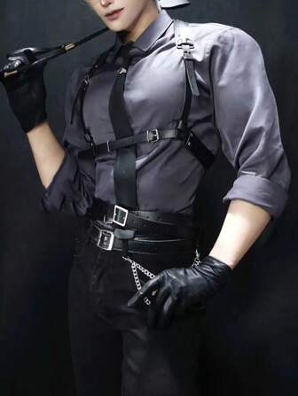 1pc Men's Personalized COSER HARNESS BELT, Anime Character Cosplay Suspenders, Gothic Fashion Waist Belt, Suitable For Costume Performance And Festival Gifts Halloween Accessories, Halloween Costumes Autumn-Winter Accessories Halloween Costume,Suitable For Teens, Youth,Men,Casual, Outdoor, Athletic, Vacation, Graduation Gifts, Birthday, Daily Wear