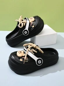 New Lace-Up Accessory Fashion Simple Hollow Out Sandals For Women, Elegant Lady Versatile Flat Platform Clogs - Pink - View 1