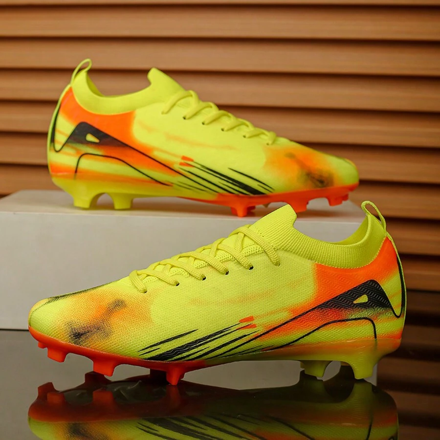 Sepatu Sepak Bola Remaja Terbaru yang Direkomendasikan untuk Sekolah, Pelajar, Pertandingan dan Latihan, Model Low-Top, Stud Panjang, Anti Selip, Cocok untuk Dewasa dan Unisex - Kuning - View 1