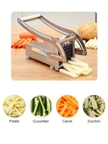 1个不锈钢薯条切割器，土豆切片器，蔬菜切碎器，带吸盘底座，可切割土豆/胡萝卜/黄瓜，蔬菜绞肉机，洋葱切碎器，圣诞节/万圣节/感恩节礼物 - 彩色 - 查看 3