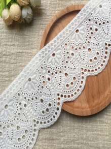 1pc Fine Cotton Embroidered Lace Trim, DIY Garment Sewing Accessory For Cuffs, Collars, Skirt Hem Decoration