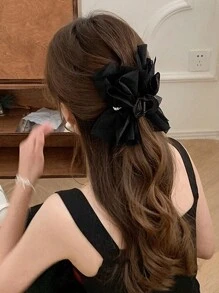 1pc Lace Bowknot Mesh Hair Clip, Large For Updo Hairstyle Hair Claws Claw Clips Hair Clips Hair Jaw Clip Hair Clamps Hair Clutch Hair Catcher Clip, Casual Fall Winter Hair Accessories For Women For Vacation Outfits Woman - Black Lace Bubble Clip - View 1