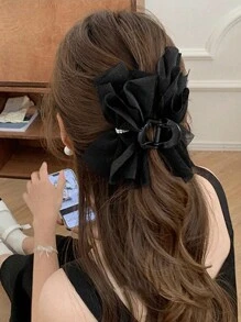 1pc Lace Bowknot Mesh Hair Clip, Large For Updo Hairstyle Hair Claws Claw Clips Hair Clips Hair Jaw Clip Hair Clamps Hair Clutch Hair Catcher Clip, Casual Fall Winter Hair Accessories For Women For Vacation Outfits Woman - Black Lace Bubble Clip - View 2