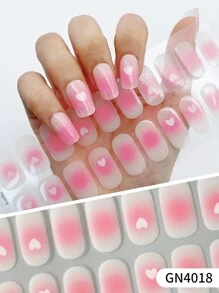 Autumn And Winter Gel Nail Stickers, Healing Pink Press-On Nails, Blue Nails, Gothic Nails, Green Nails, Milk White Nails. Gradient Nail Stickers, Self-Adhesive, No Need For Light Curing, DIY Nail Decoration Stickers, Self-Adhesive Nail Stickers, Various Nail Sets Suitable For Women And Girls For Everyday Nails Anytime, Anywhere - Pink - View 3