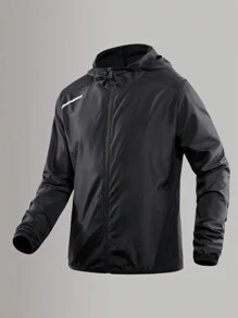 Giacca sportiva casual da uomo, ad asciugatura rapida e leggera, con pannelli in rete, strisce rifrangenti, chiusura con zip anteriore, adatta per running, fitness, attività all''aperto - primavera/estate