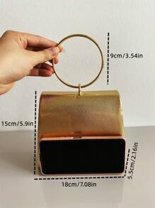 2024新款時尚簡約女士手拿包，配有手柄，適合晚宴使用，或作為女友的奢華禮物，時尚新娘包，適用於派對、婚禮、舞會、晚宴/宴會，與婚紗、禮服、晚禮服、生日裙、派對裙搭配 - 金色 - 查看 4