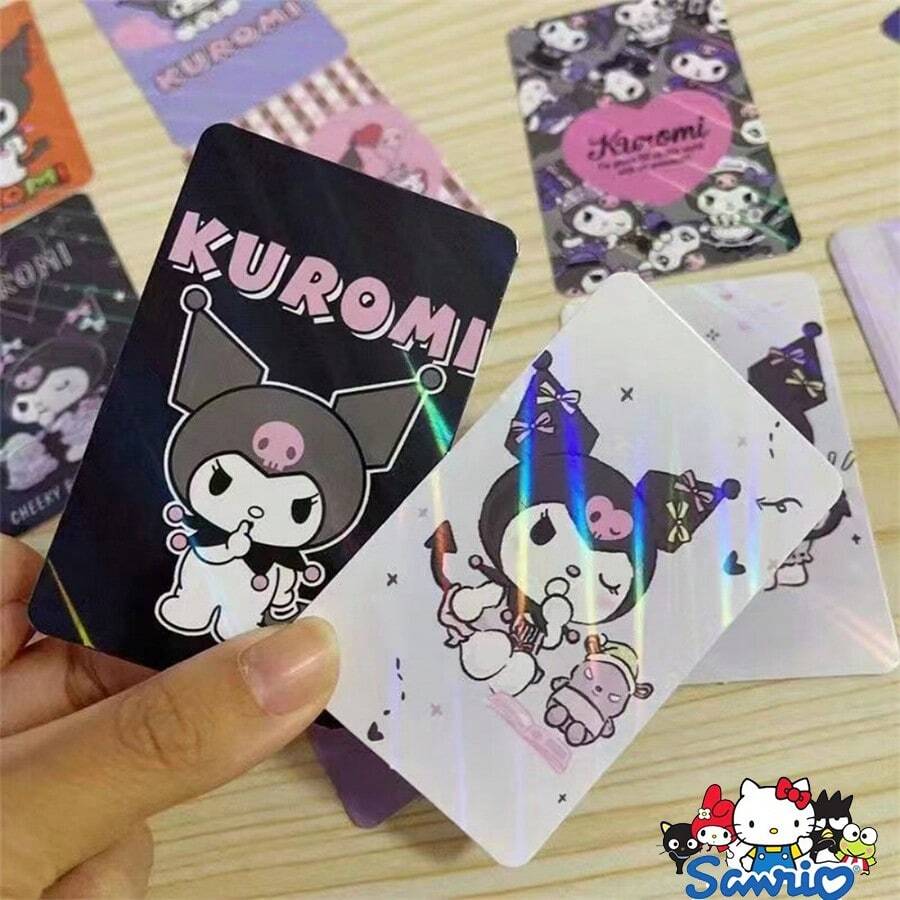Kuromi Laser Bookmark Small Card HD Exquisite Creative Card Flash Card Collection Card(Random Pattern ) - Purple - View 1