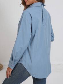 New Casual Design Button Down Long Sleeve Shirt - Light Grey - View 4