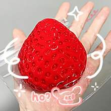 1 pieza Ejercitador de manos con forma de fresa brillante, juguete Squishy de TPU, con sensación de barro suave, favor de fiesta - Para mayores de 14 años (Color: Rojo, Transparente, Rosa) La elección perfecta para Año Nuevo, Pascua, regalos de cumpleaños y regalos pequeños de fiesta