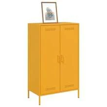 Stylish Mustard Yellow Steel Highboard 613 Cm Modern Storage Cabinet - Yellow - View 3