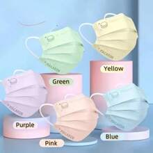 [60/30/10pcs] Disposable 3-Ply Adult Face Mask, Macaron Colors, Fashion, Elastic, Windproof, UV Protection, Comfortable, Breathable, Casual Wear, Non-Washable, Jacquard Woven Fabric, Suitable For Outdoor Use