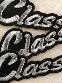 3 pièces Patchs en tissu brodé noir et argent "Classique", style minimaliste à la mode, fabriqués en tissu de polyester convenant au thermocollage ou à la couture sur vêtements, sacs, chaussures, chapeaux, décorations de la maison