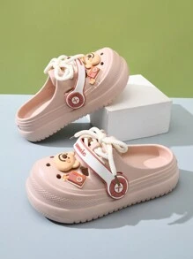 New Lace-Up Accessory Fashion Simple Hollow Out Sandals For Women, Elegant Lady Versatile Flat Platform Clogs - Pink - View 6