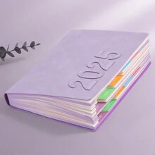 1 件/2 件/400 页全新创意设计 2025 复古日程本，彩色分页器，丝带书签，边缘喷涂设计，适合办公室/校园生活/日常生活/节日礼物 - A5 - 查看 3