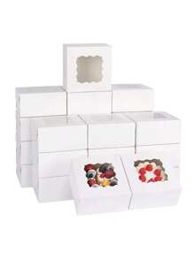 8/24 件装精美白色/棕色带窗口面包盒、饼干盒、小点心盒、迷你蛋糕盒（用于甜点、马卡龙、巧克力、糕点和烘焙食品）和礼品包装盒、棕色礼品盒 - 彩色 - 查看 1