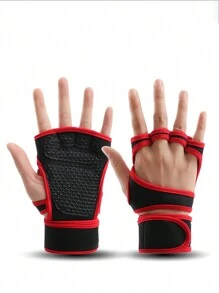 1pair Men And Women Fingerless Weightlifting Gloves, Weight Lifting Gloves With Wrist Wraps Comfortable Full Palm Protection Gym Workout Fitness Gloves Gym Accessories, Sport, Gym, Home Exercise, Women's Gym Gloves, Boxing Gloves, Gym Gloves, Gym Gloves, Men's Gym Gloves - Black - View 10