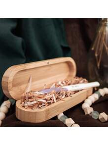 1 pieza Caja de recuerdos de prueba de embarazo de bambú - Regalo perfecto de anuncio sorpresa para el esposo y los abuelos, forrado de ratán, cierre magnético, decoración del hogar (prueba de embarazo no incluida) - Color bambú original. - Ver 10