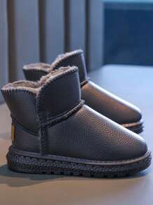 Kids Snow Boots, Boys Short Boots 2025 New Winter Thermal Lined Warm Baby Shoes, Girls Boots Waterproof Anti-Slip Snow Boots - Grey - View 6