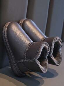 Kids Snow Boots, Boys Short Boots 2025 New Winter Thermal Lined Warm Baby Shoes, Girls Boots Waterproof Anti-Slip Snow Boots - Grey - View 5