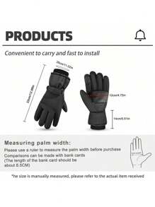 男士冬季滑雪手套，触摸屏雪地手套，防水防风冬季滑雪手套，适合寒冷天气滑雪和单板滑雪 - 黑色 - 查看 4